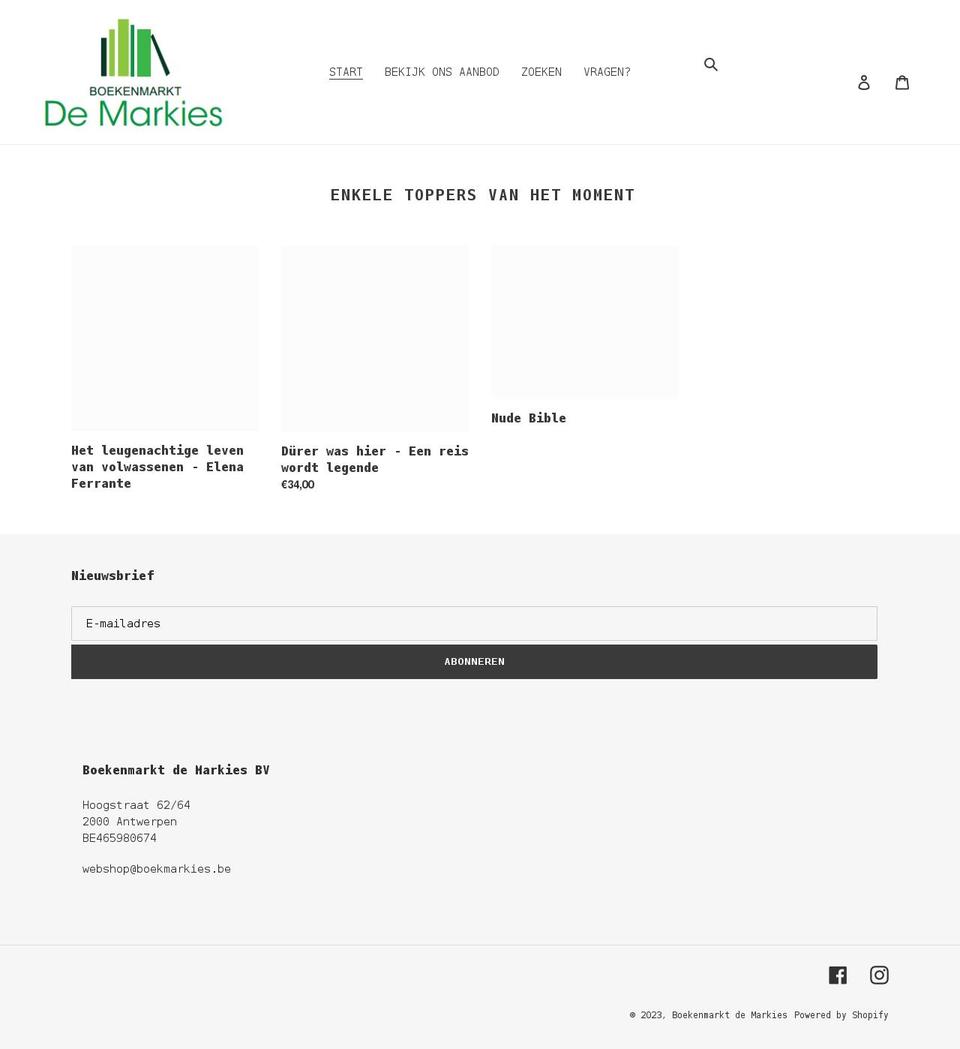 boekmarkies.be shopify website screenshot