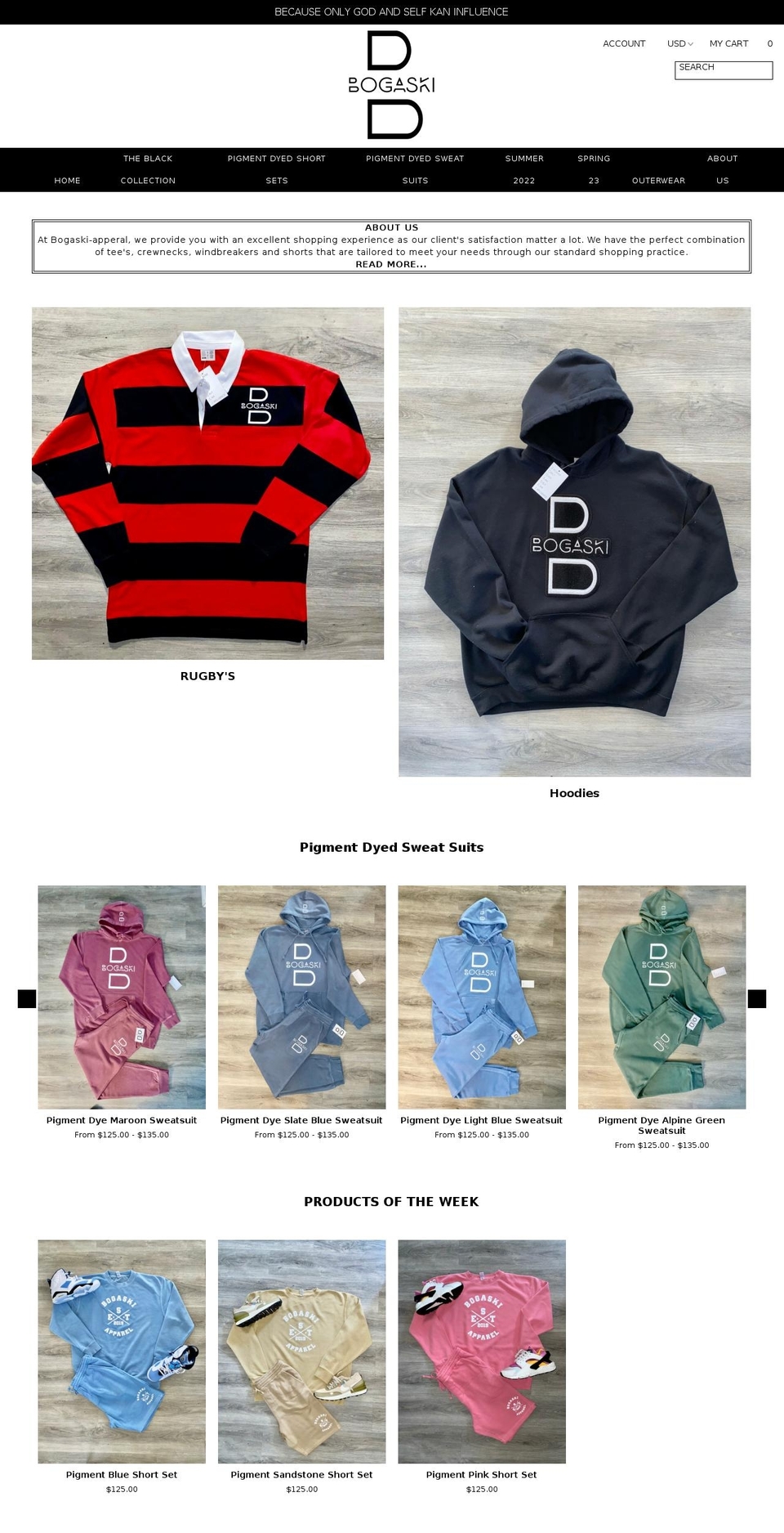 bogaskiapparel.com shopify website screenshot