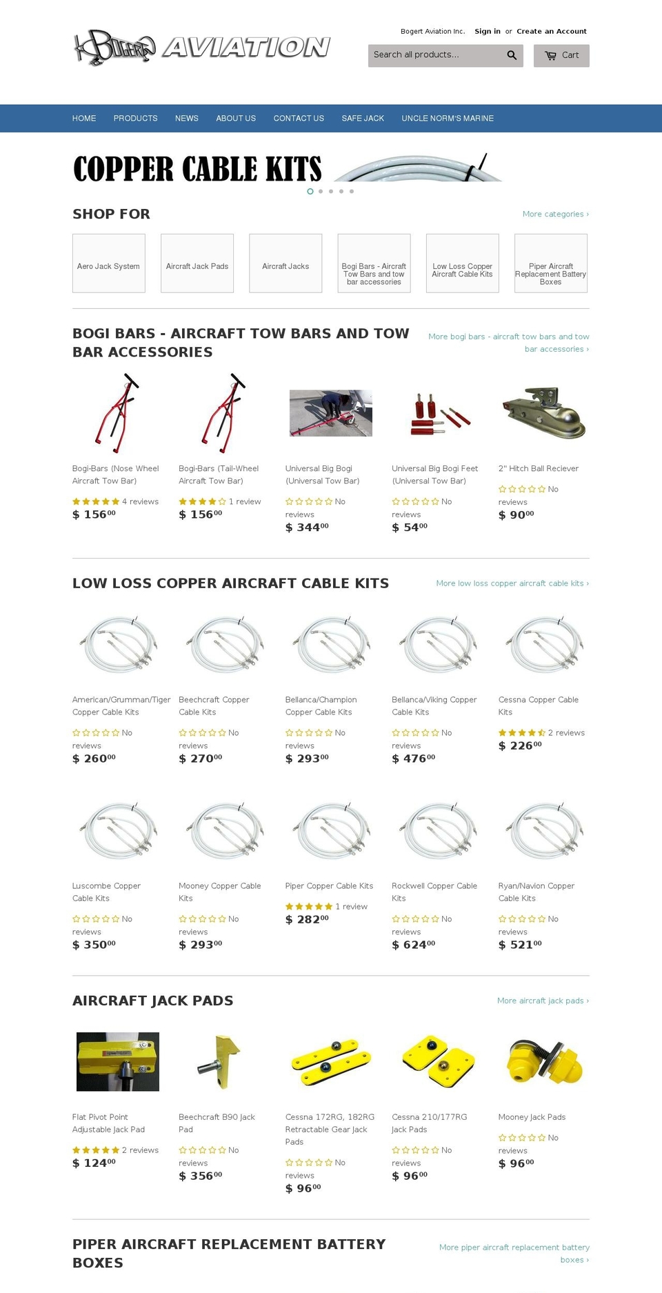 bogertaviation.com shopify website screenshot