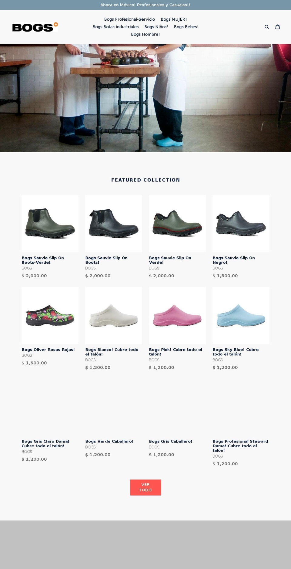 bogs.com.mx shopify website screenshot