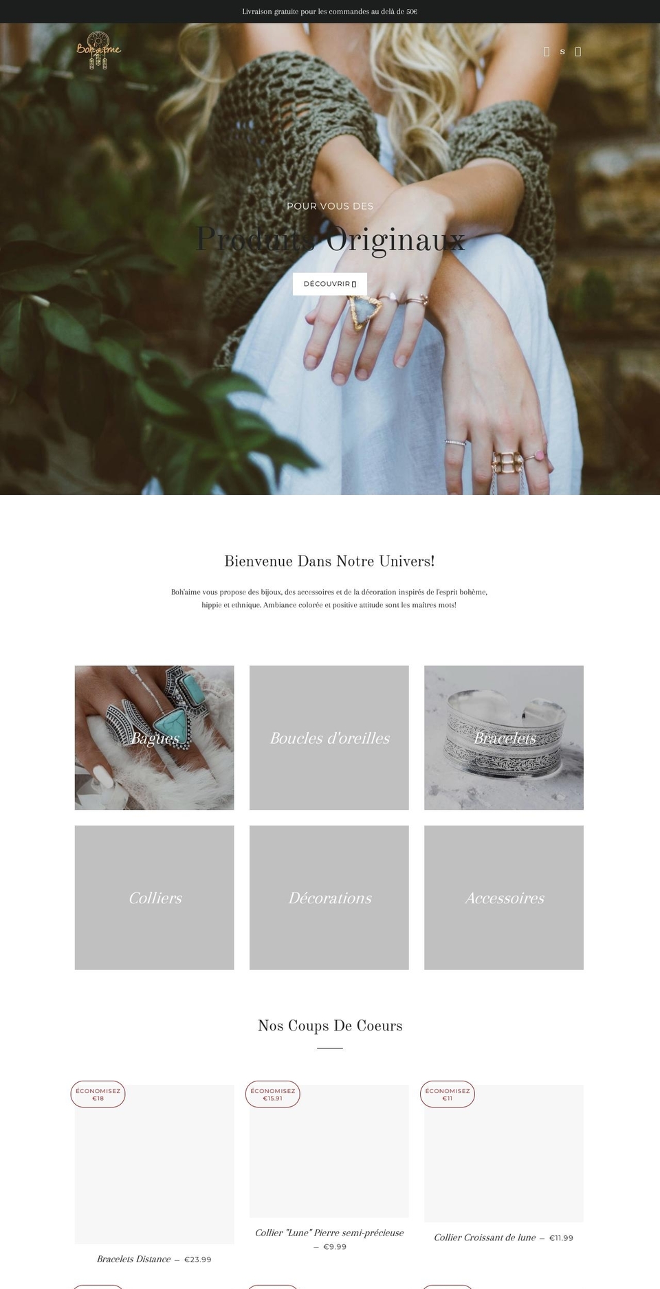 bohaime-shop.com — Shopify storefront screenshot