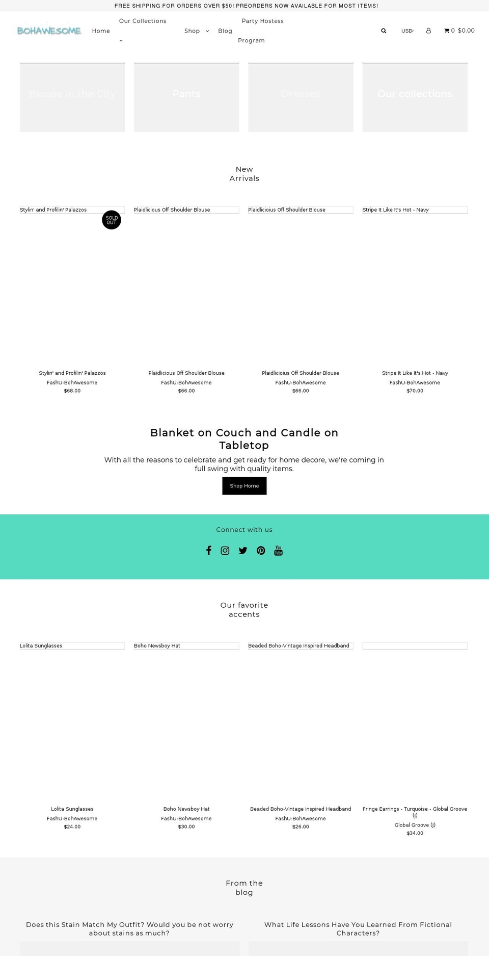 bohawesomefinds.com — Shopify storefront screenshot