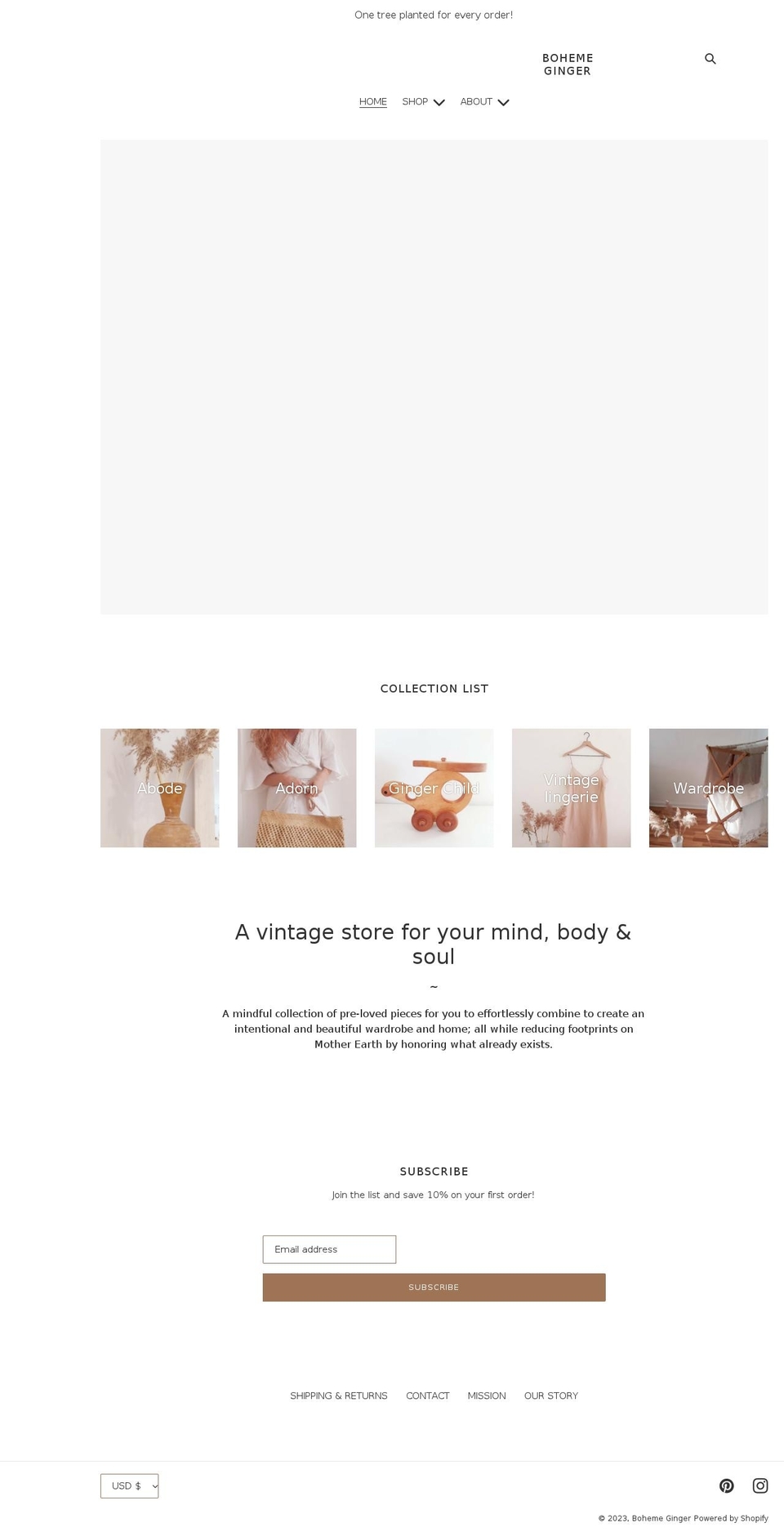 bohemeginger.com shopify website screenshot