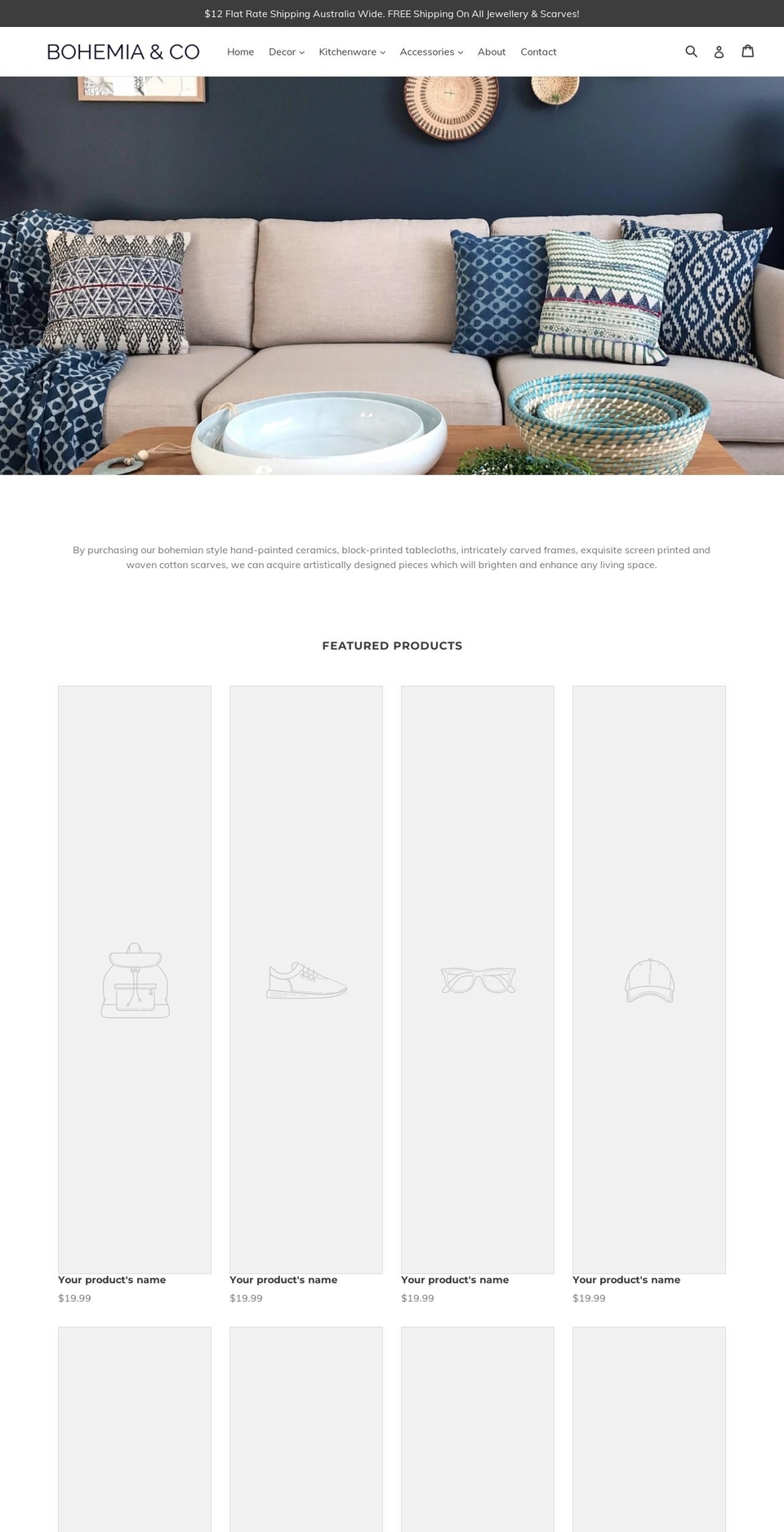 bohemiaandco.com.au shopify website screenshot