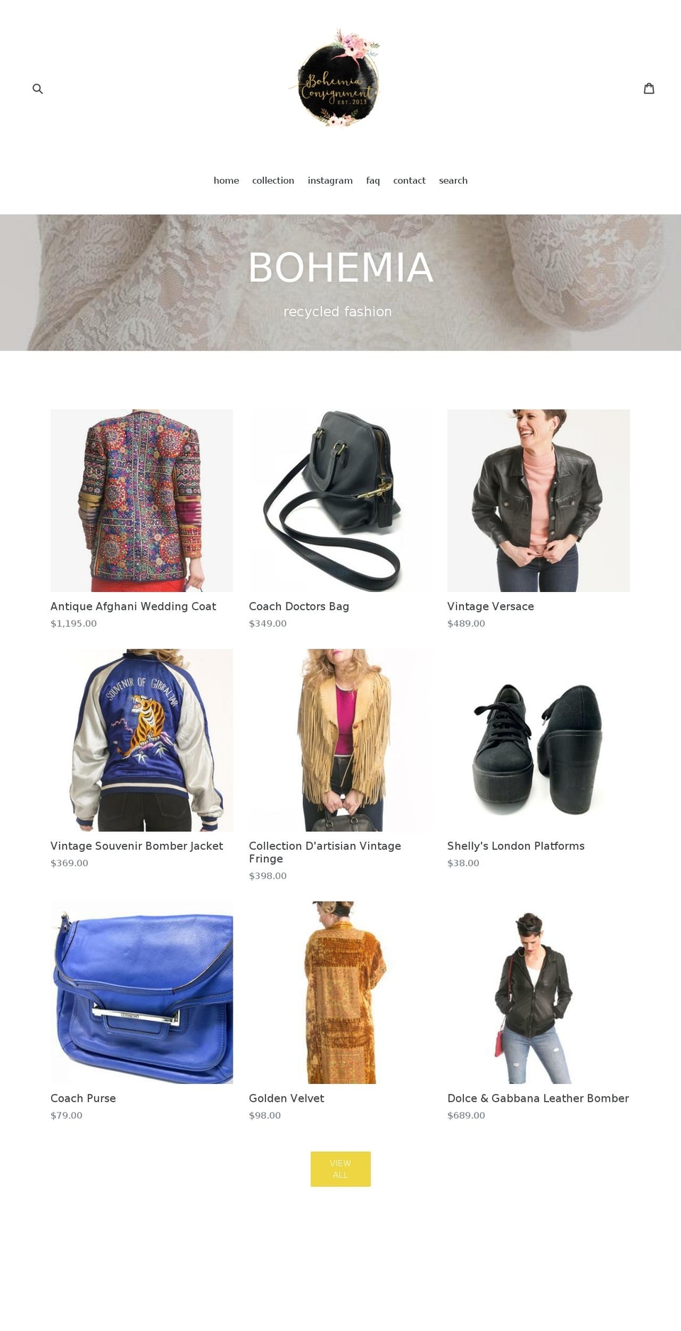 bohemiaconsignment.com shopify website screenshot
