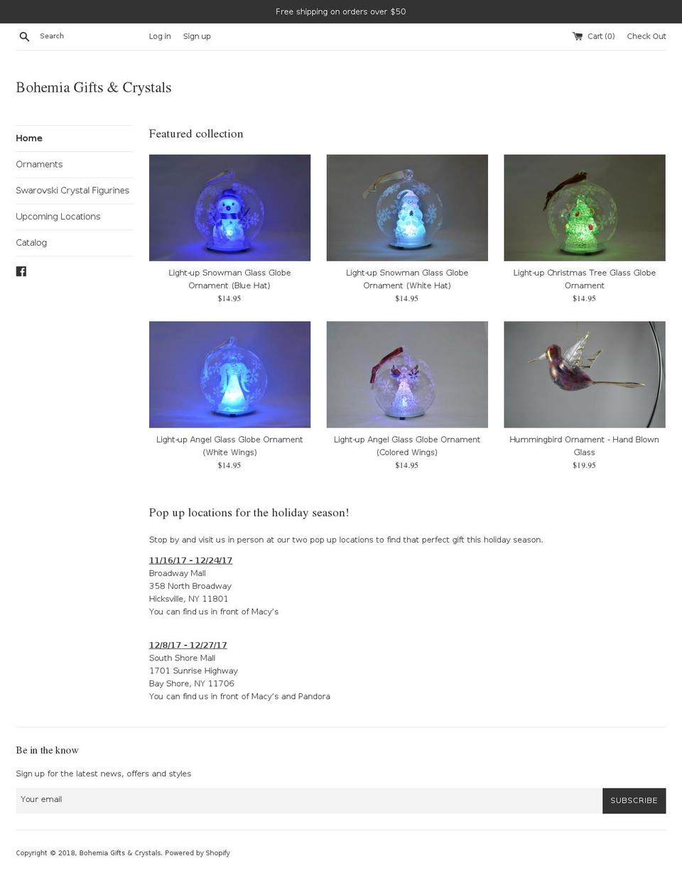 bohemiagifts.com shopify website screenshot