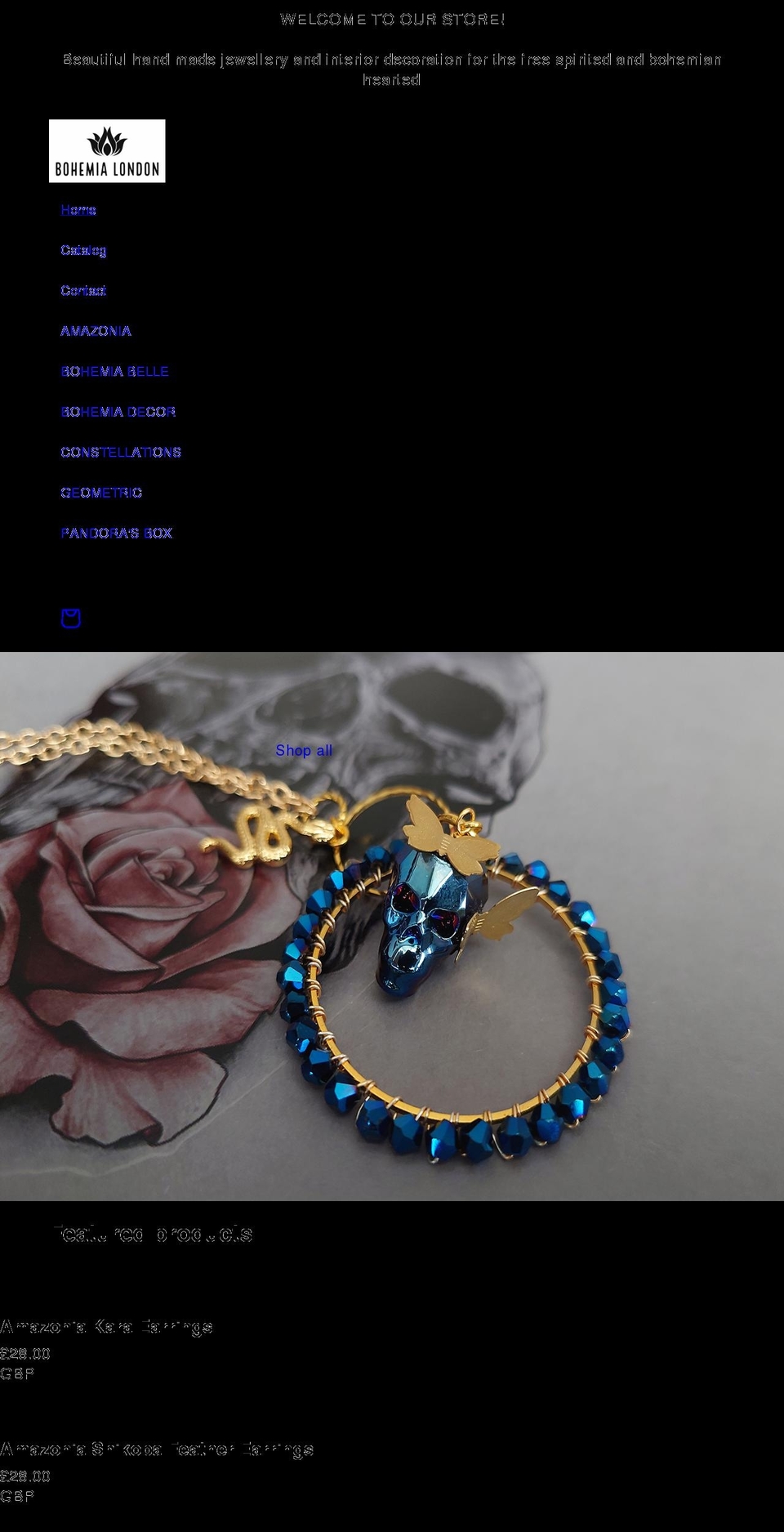 bohemialondon.co.uk shopify website screenshot