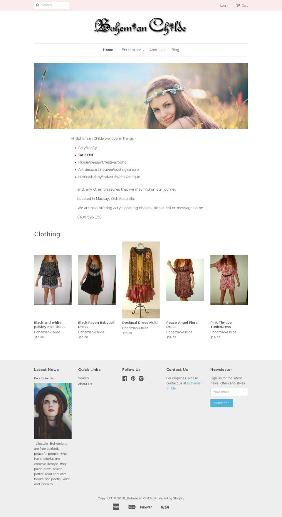 bohemian-childe.com — Shopify storefront screenshot