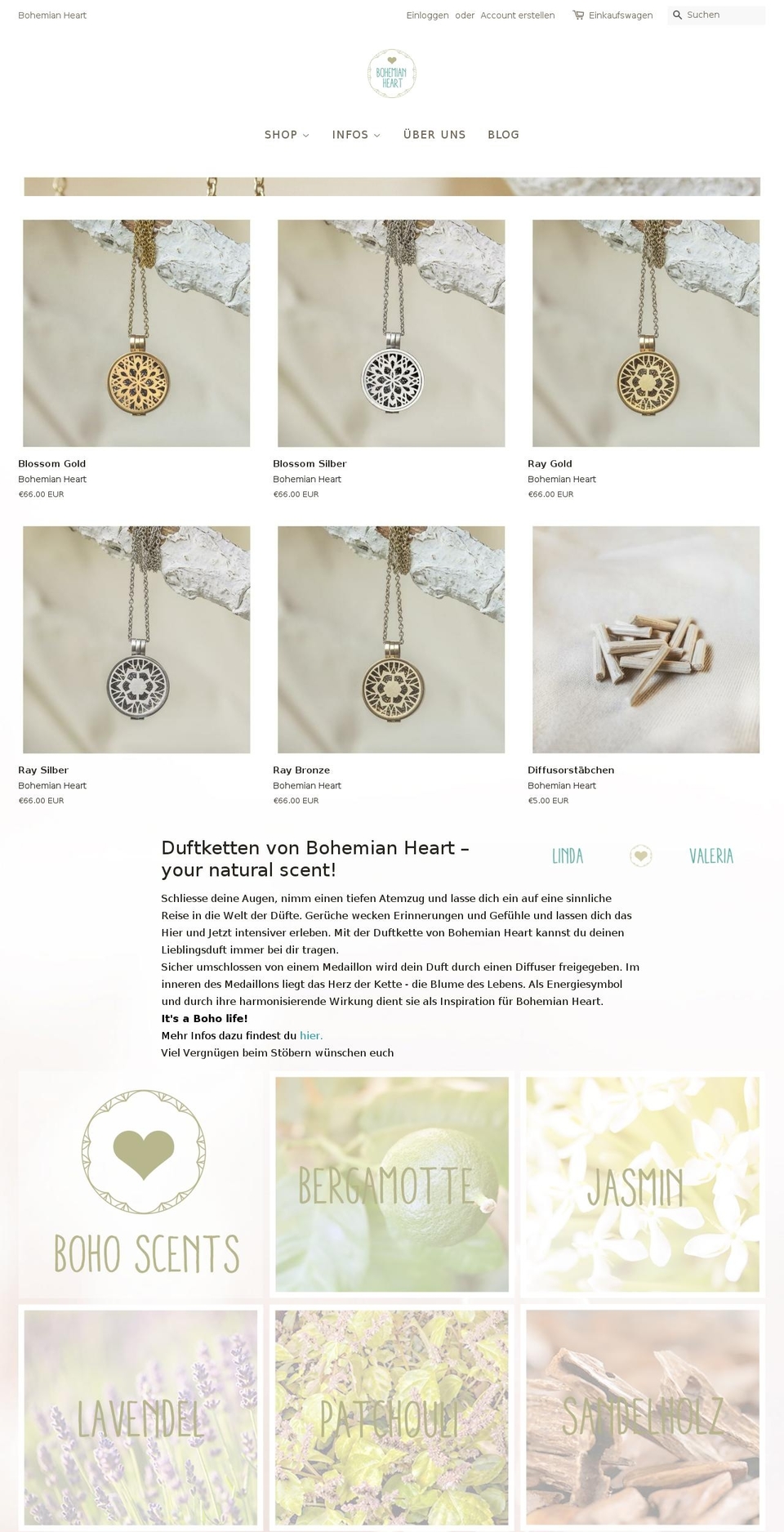 bohemian-heart.com shopify website screenshot