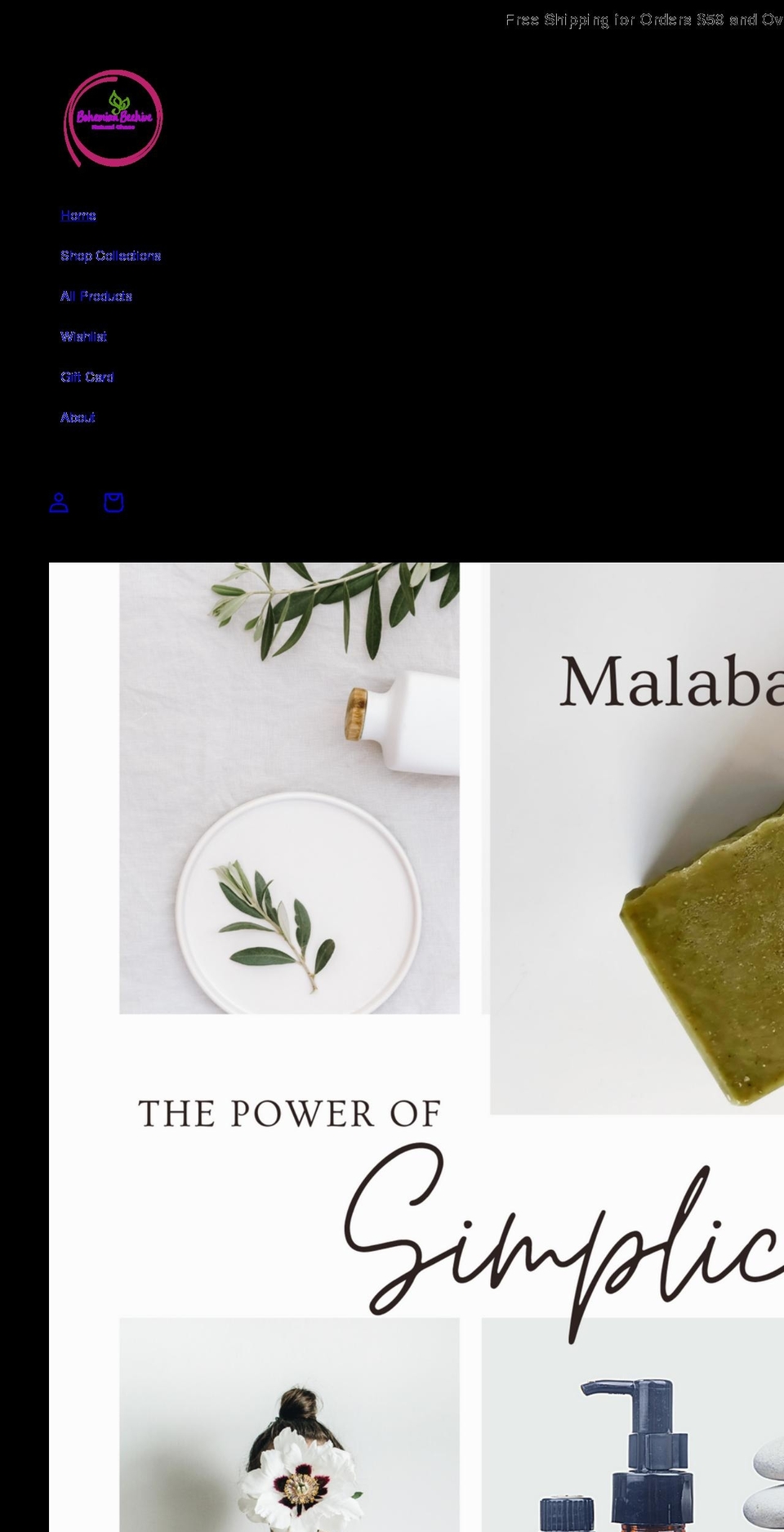 bohemianbeehive.com shopify website screenshot