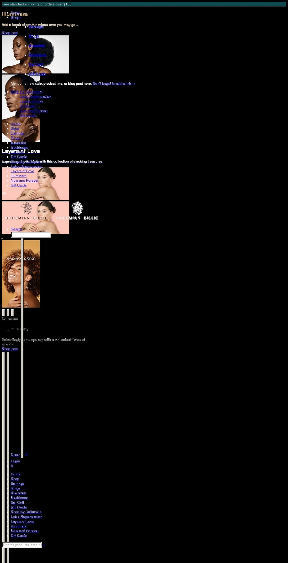 bohemianbillie.com shopify website screenshot