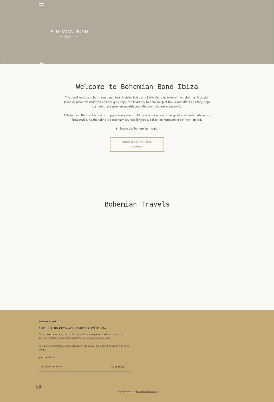 bohemianbondibiza.com shopify website screenshot