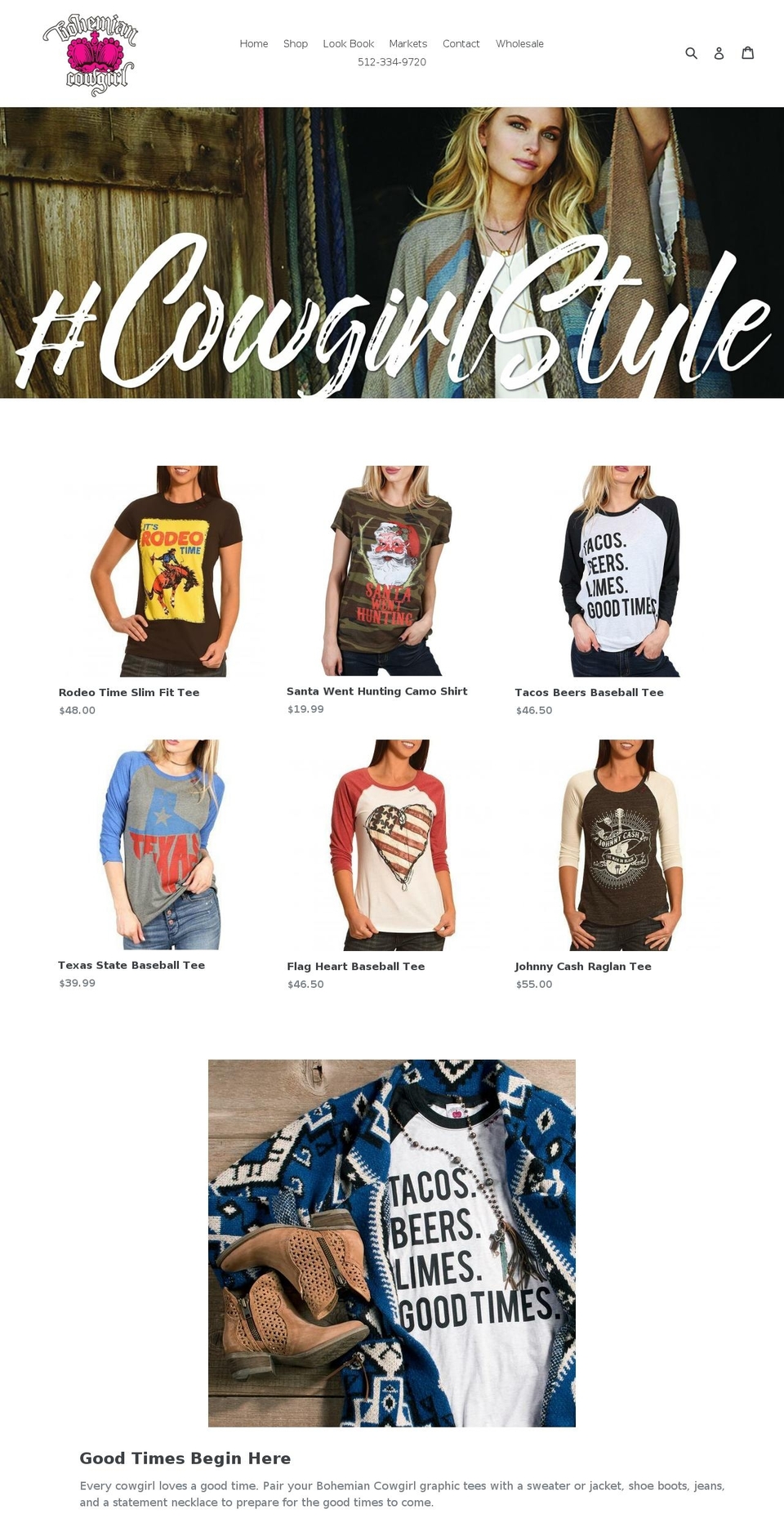 bohemiancowgirl.com shopify website screenshot