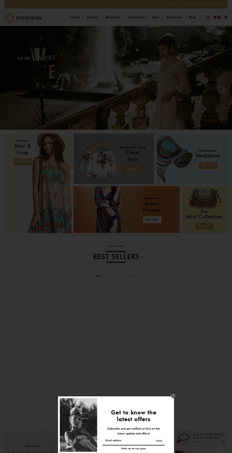 bohemiandistrict.com shopify website screenshot