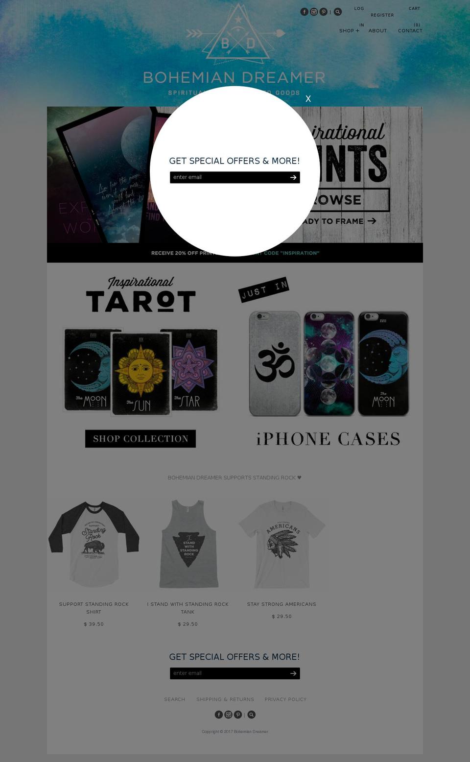 bohemiandreamer.com shopify website screenshot