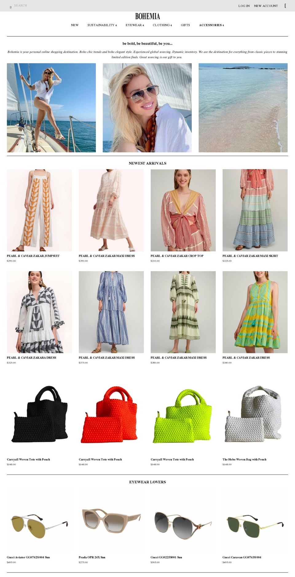 bohemianewportbeach.com shopify website screenshot