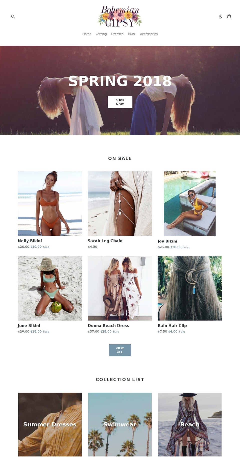 bohemiangipsy.com — Shopify storefront screenshot