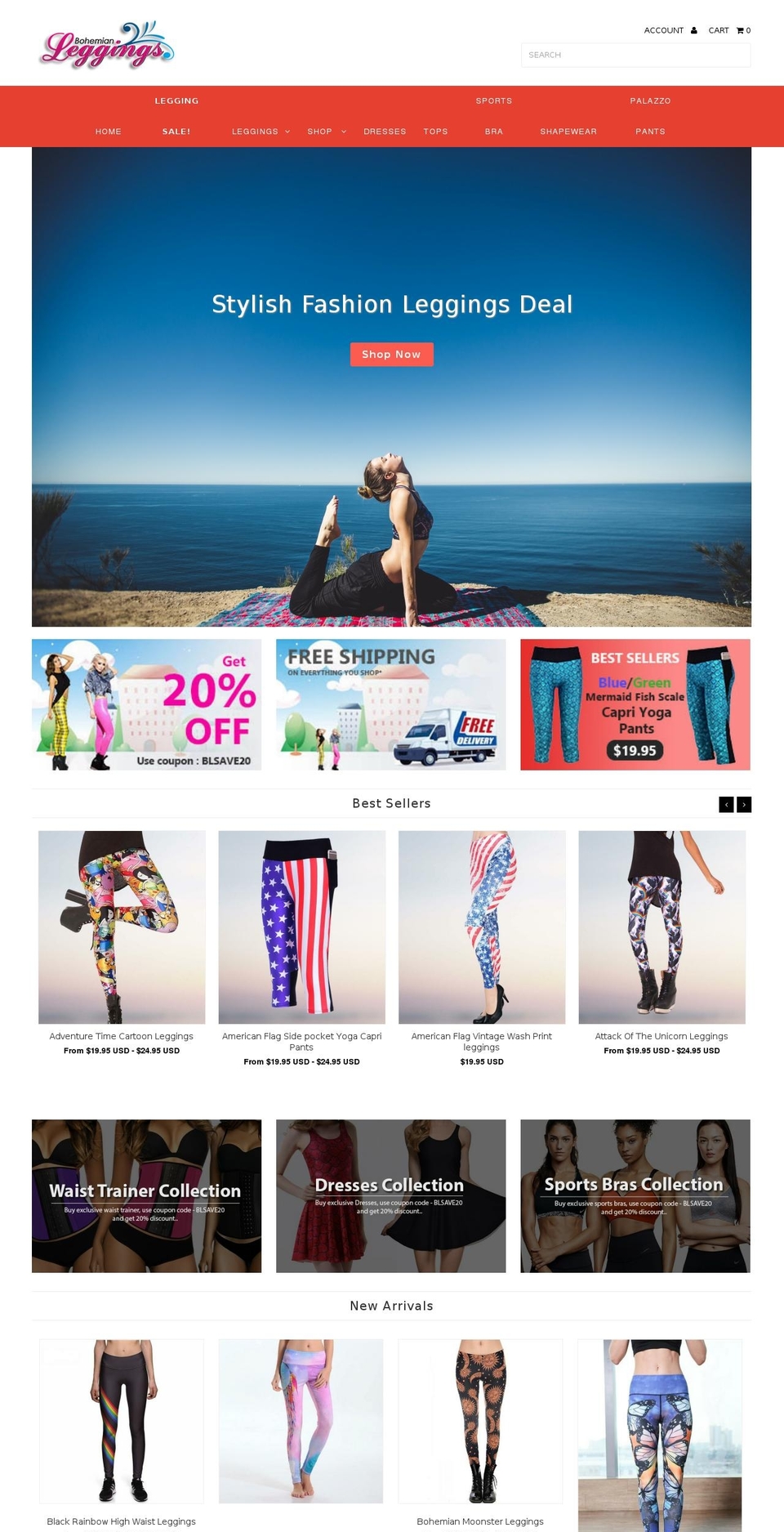 bohemianleggings.com shopify website screenshot