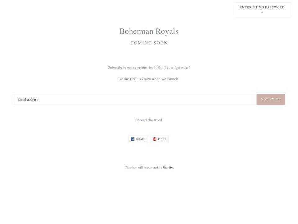 bohemianroyals.com — Shopify storefront screenshot