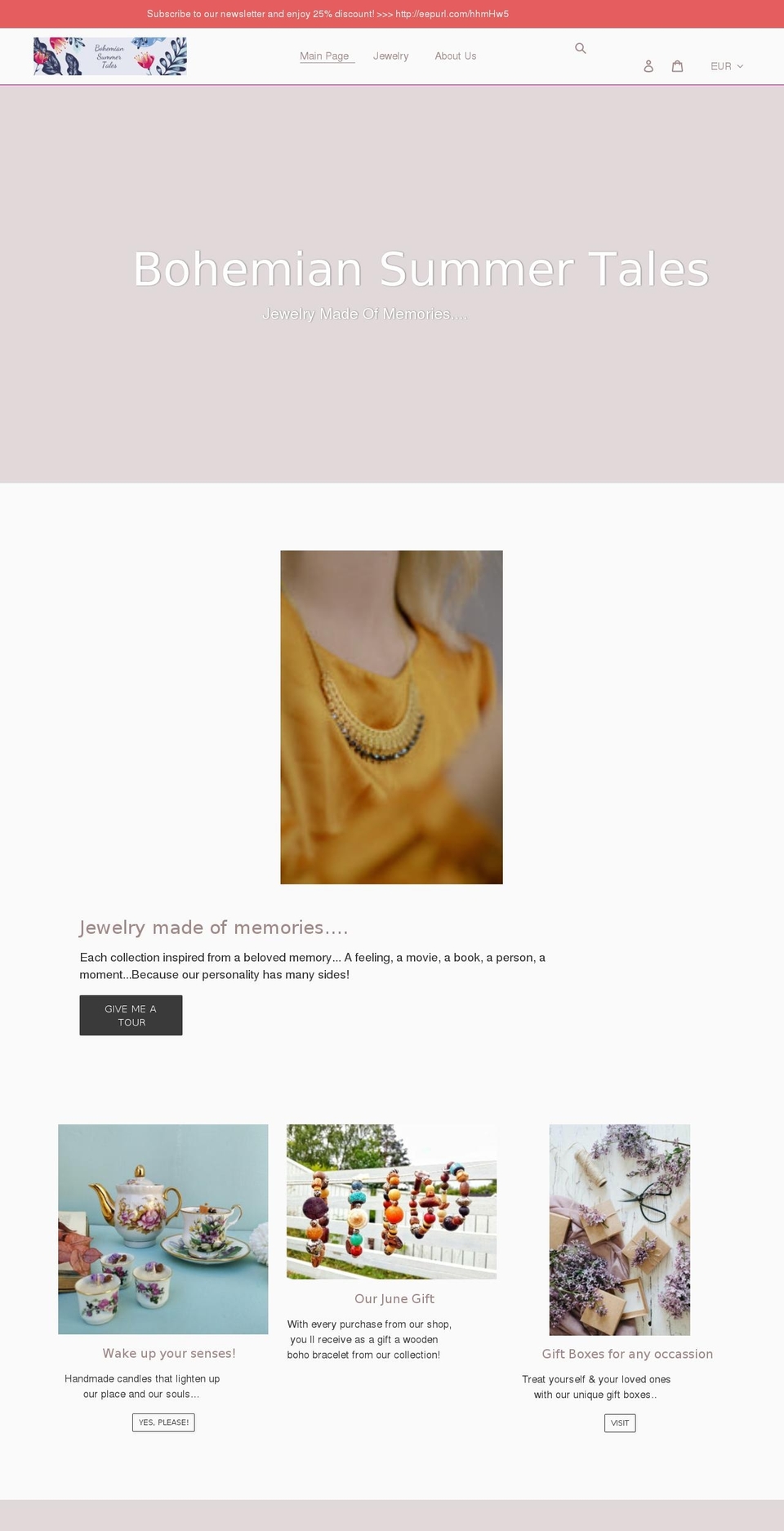 bohemiansummertales.com shopify website screenshot