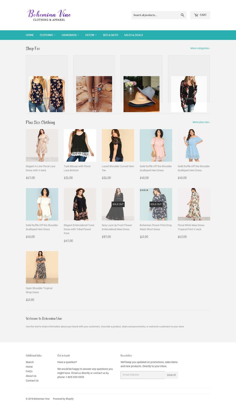 bohemianvine.com — Shopify storefront screenshot