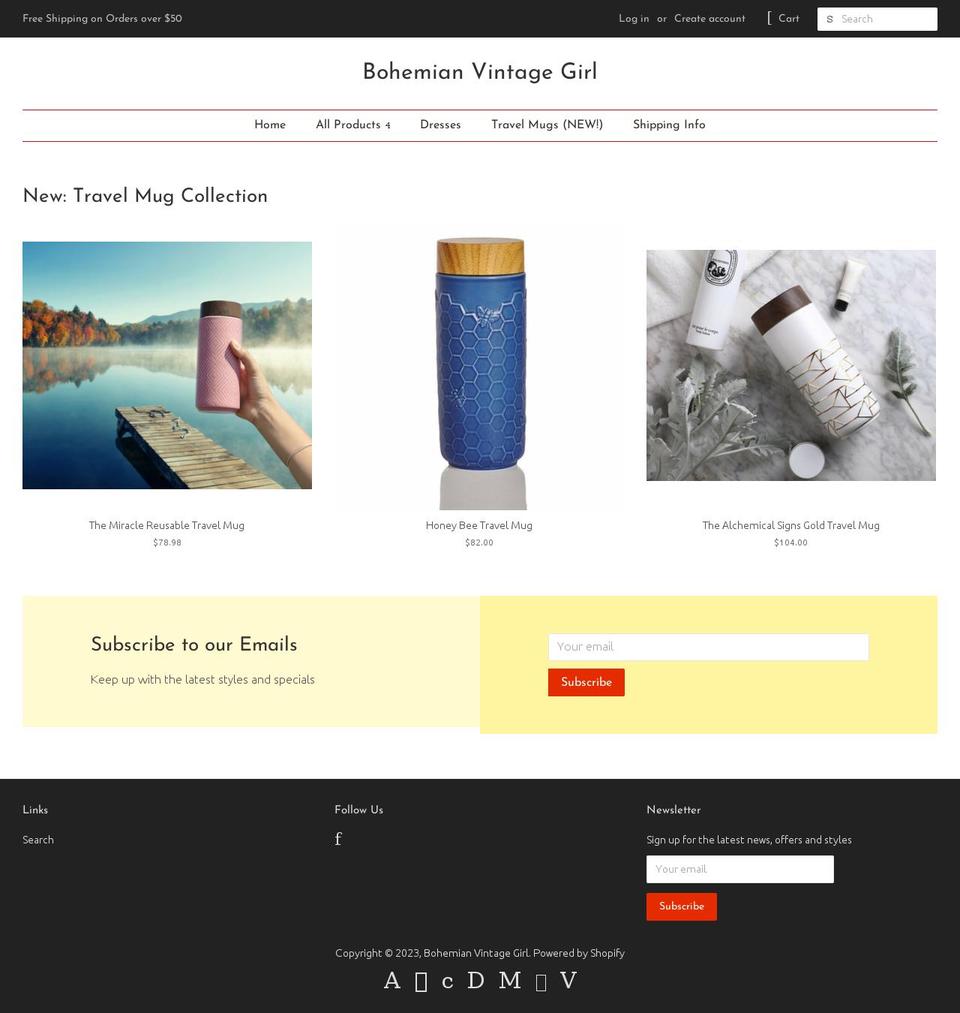 bohemianvintagegirl.com — Shopify storefront screenshot