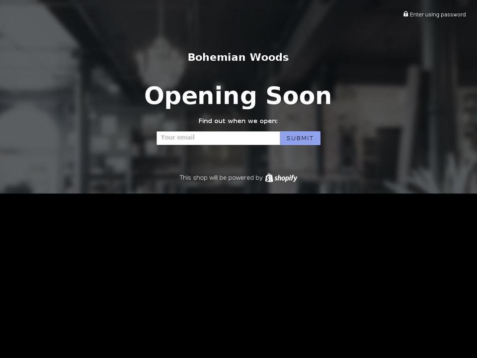 bohemianwoods.com shopify website screenshot