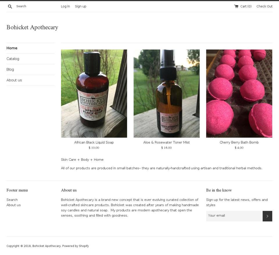 bohicketapothecary.com — Shopify storefront screenshot