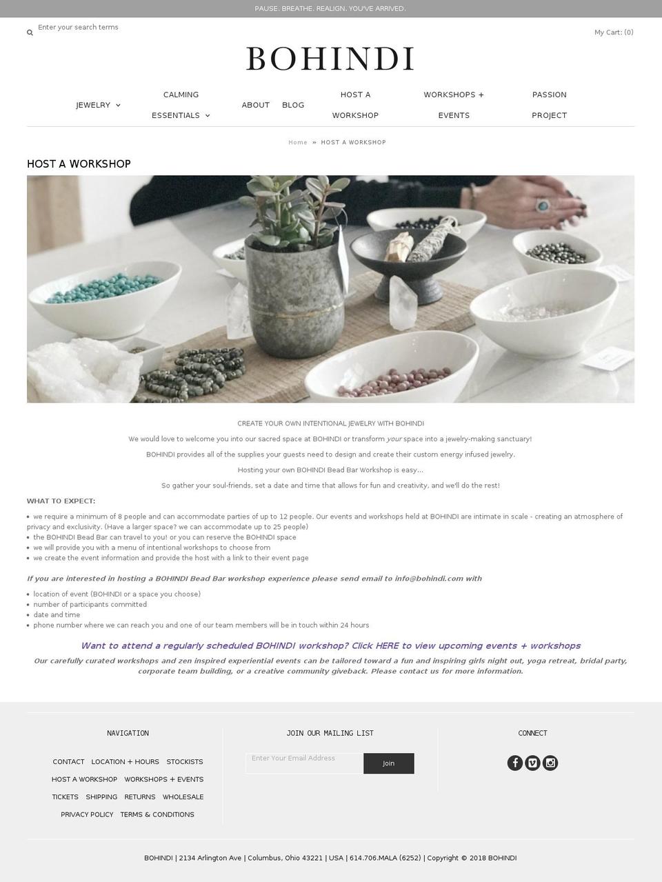 bohindibeads.com — Shopify storefront screenshot