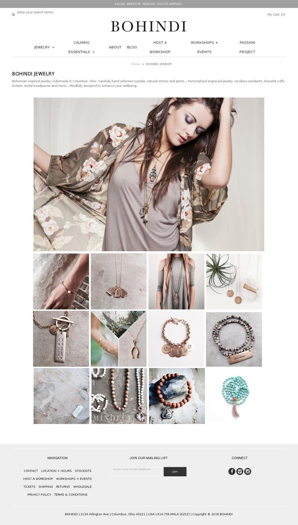 bohindijewelry.com — Shopify storefront screenshot