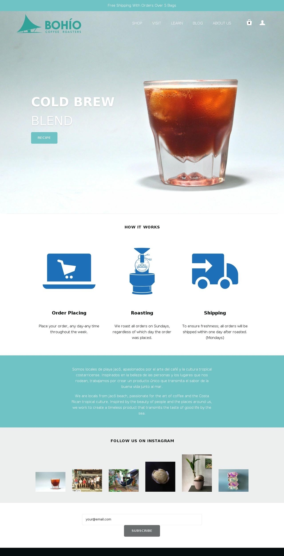 bohiocafe.com shopify website screenshot