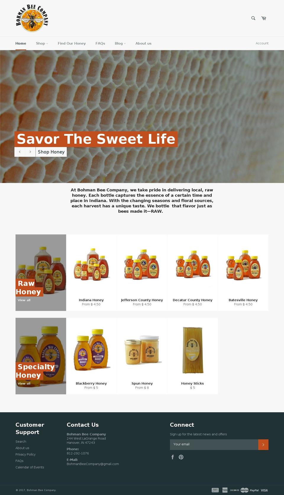 bohmanbeecompany.com shopify website screenshot