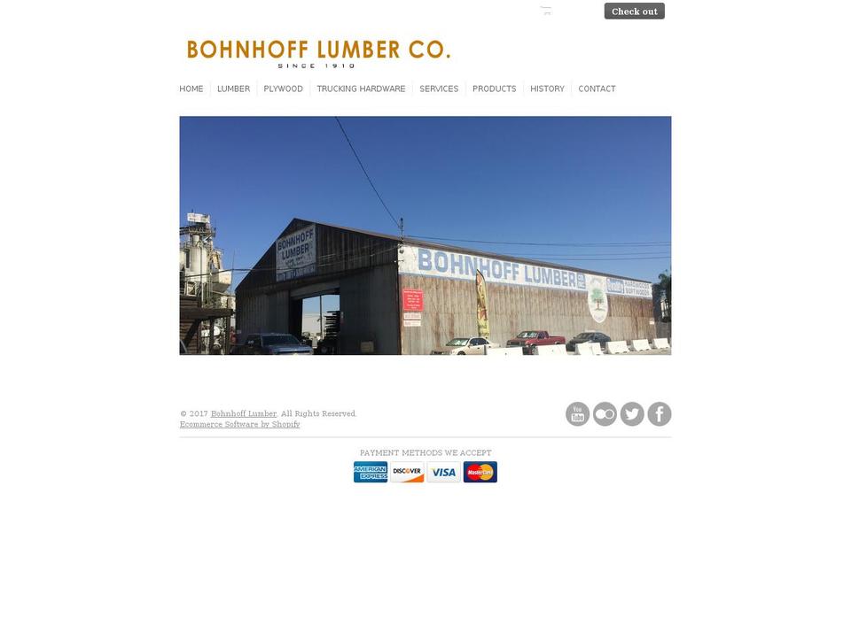 bohnhofflumber.com shopify website screenshot