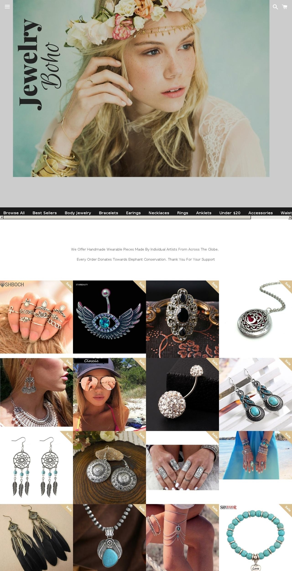 boho-jewelry.com shopify website screenshot