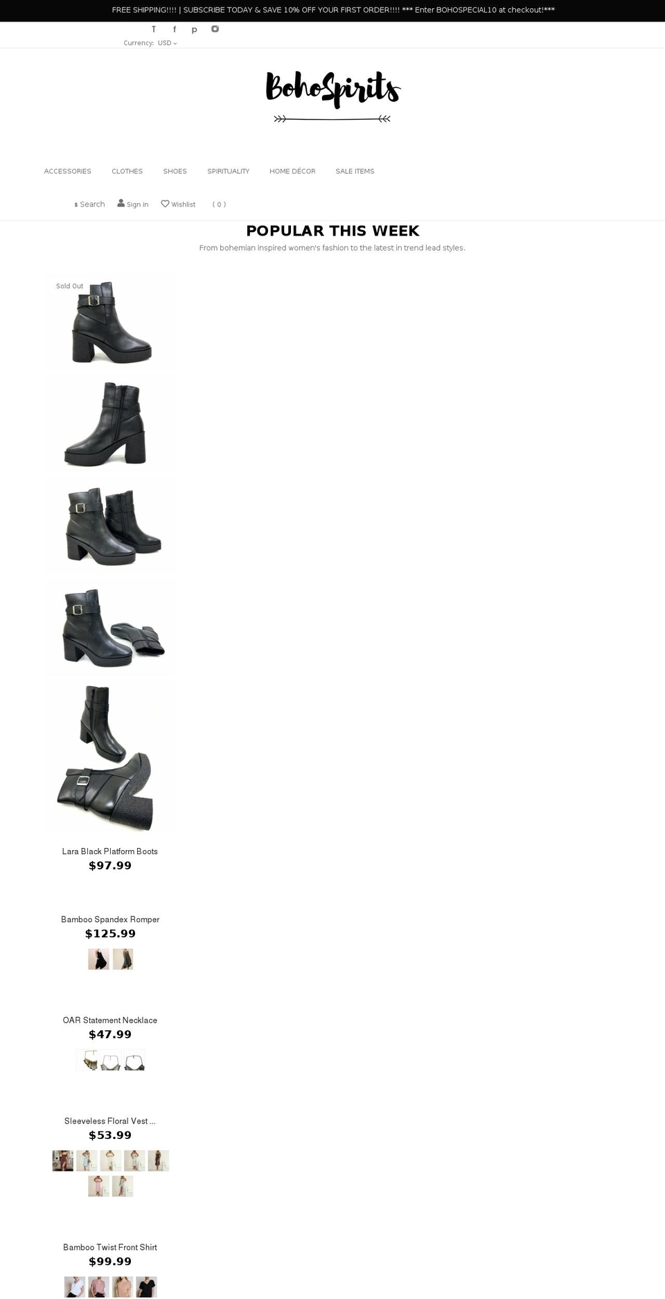 boho-spirits.com — Shopify storefront screenshot