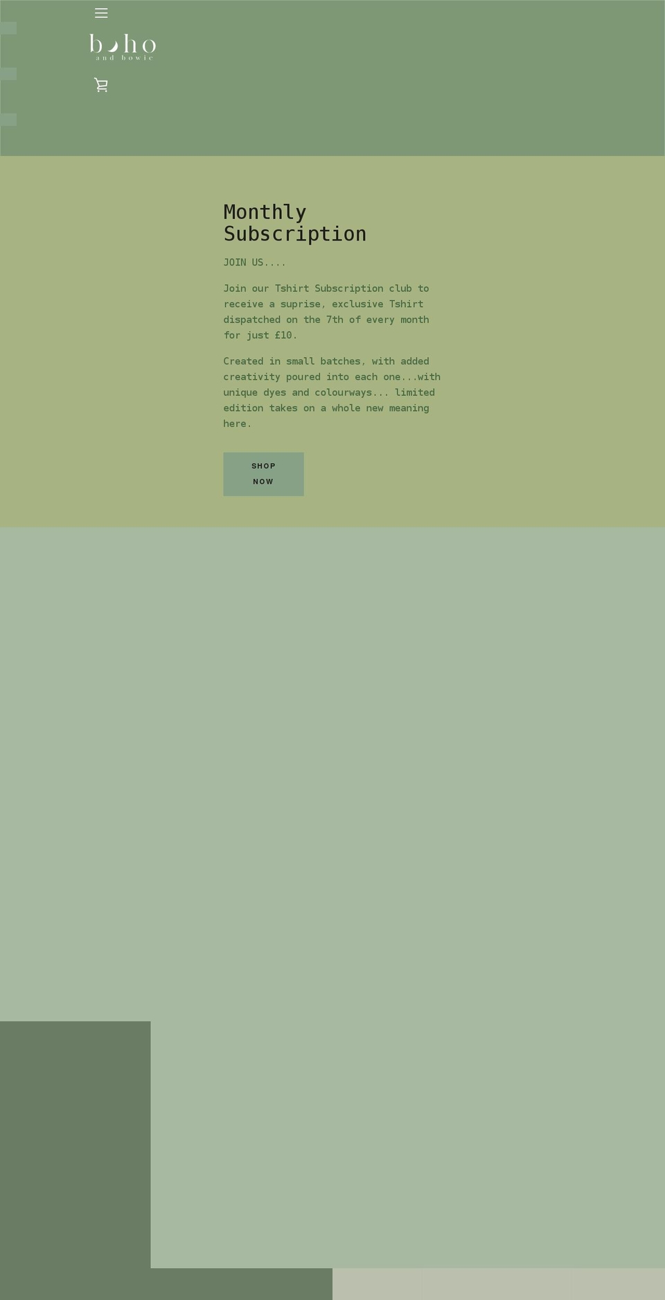 bohoandbowie.com shopify website screenshot