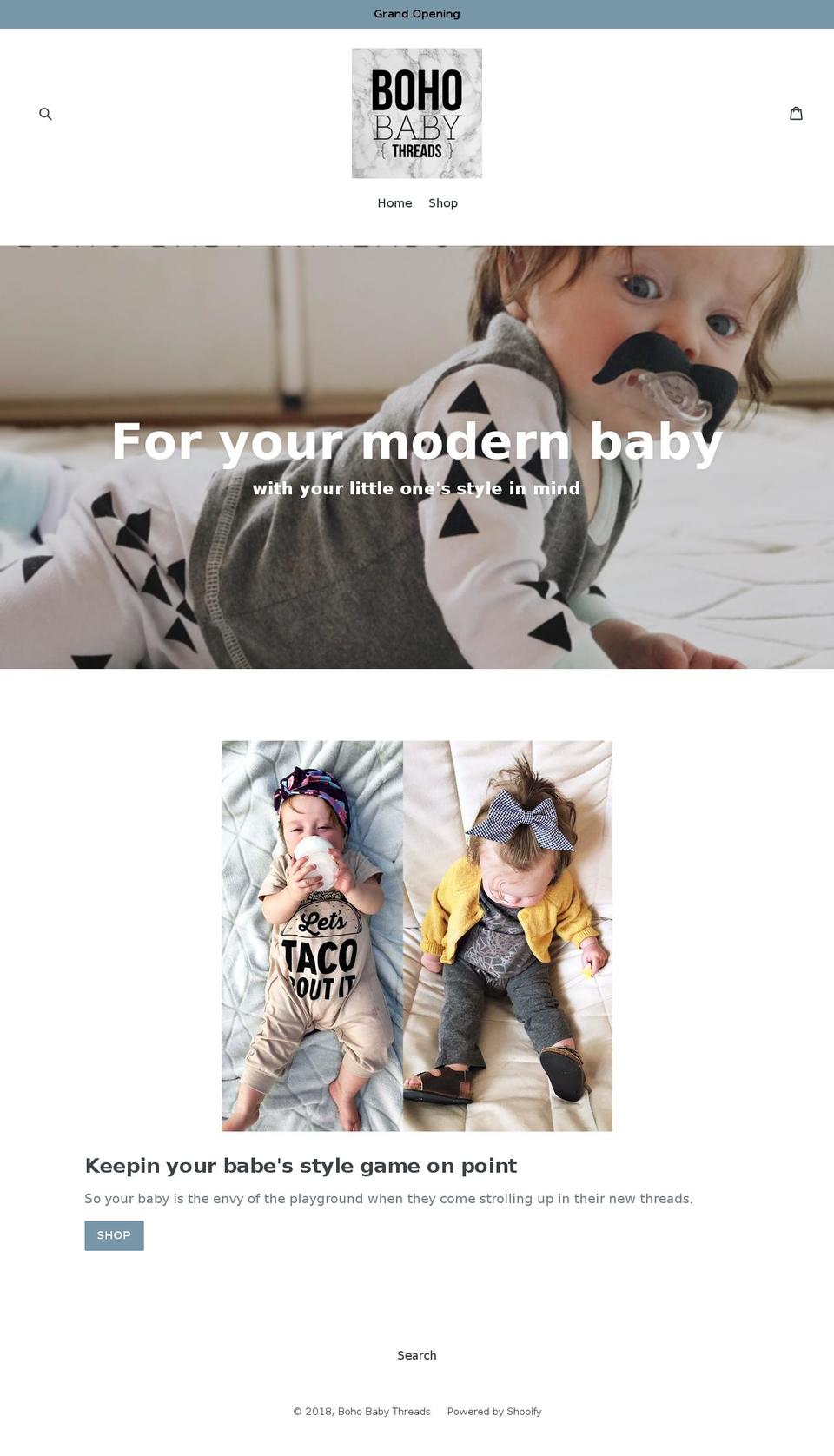 bohobabythreads.com — Shopify storefront screenshot