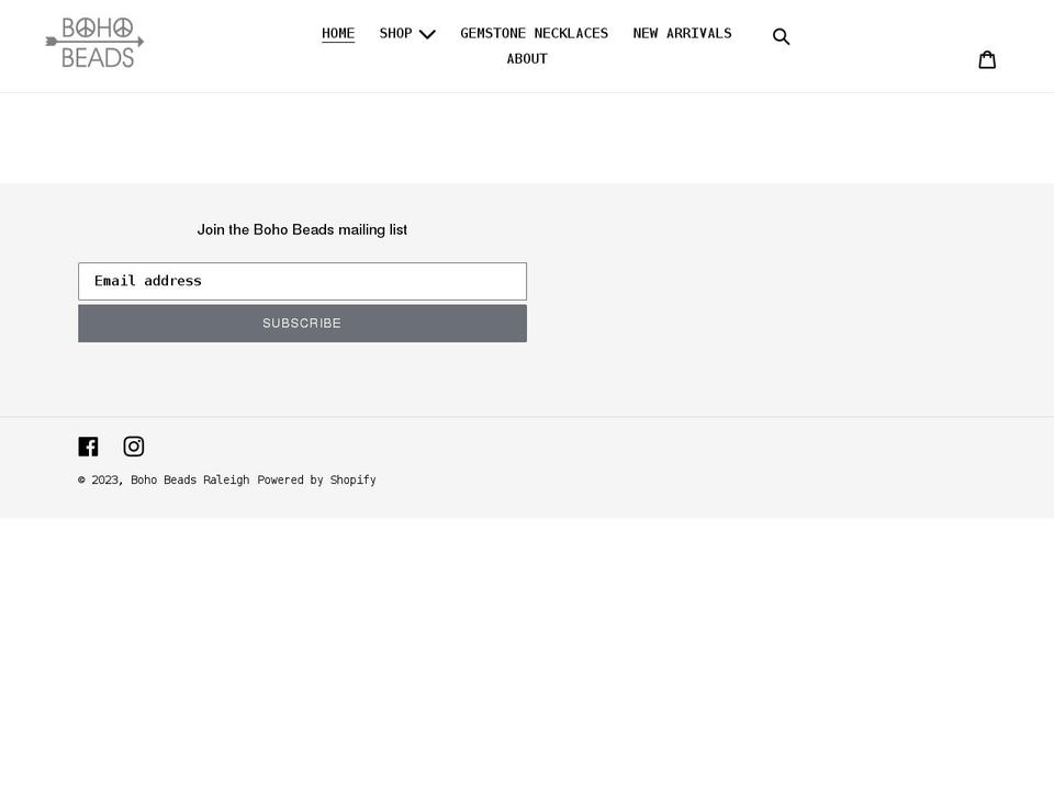 bohobeadsraleigh.com shopify website screenshot
