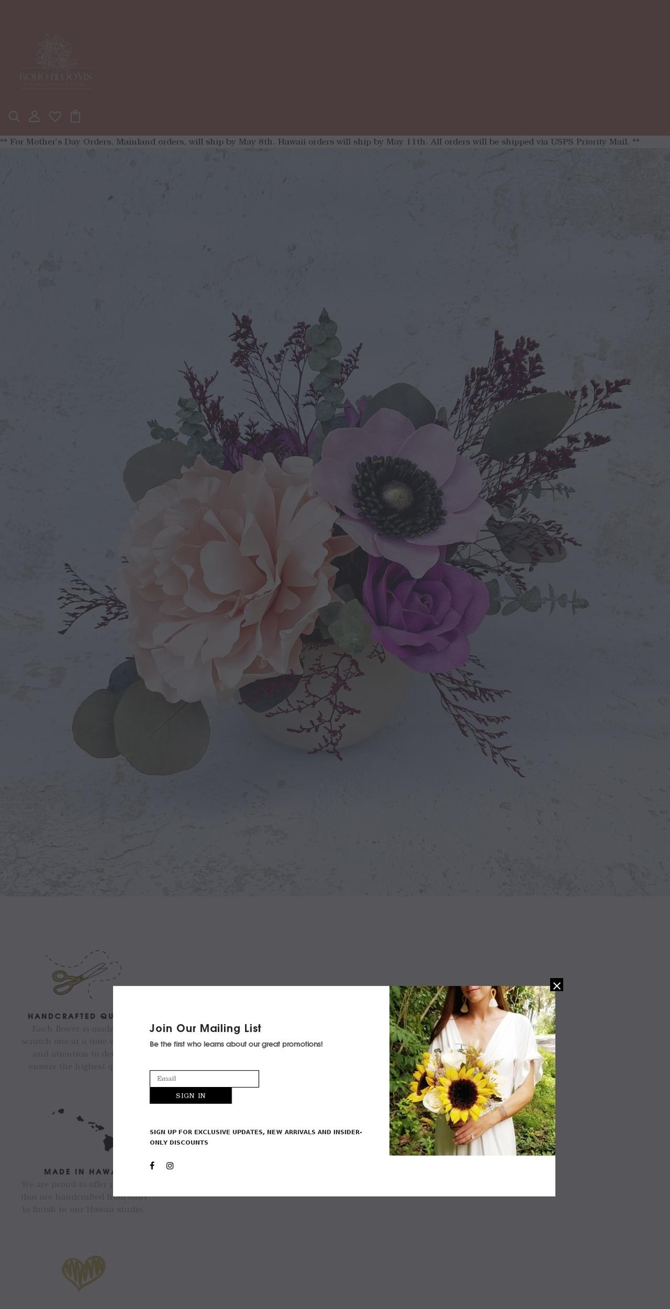bohobloomshawaii.com shopify website screenshot