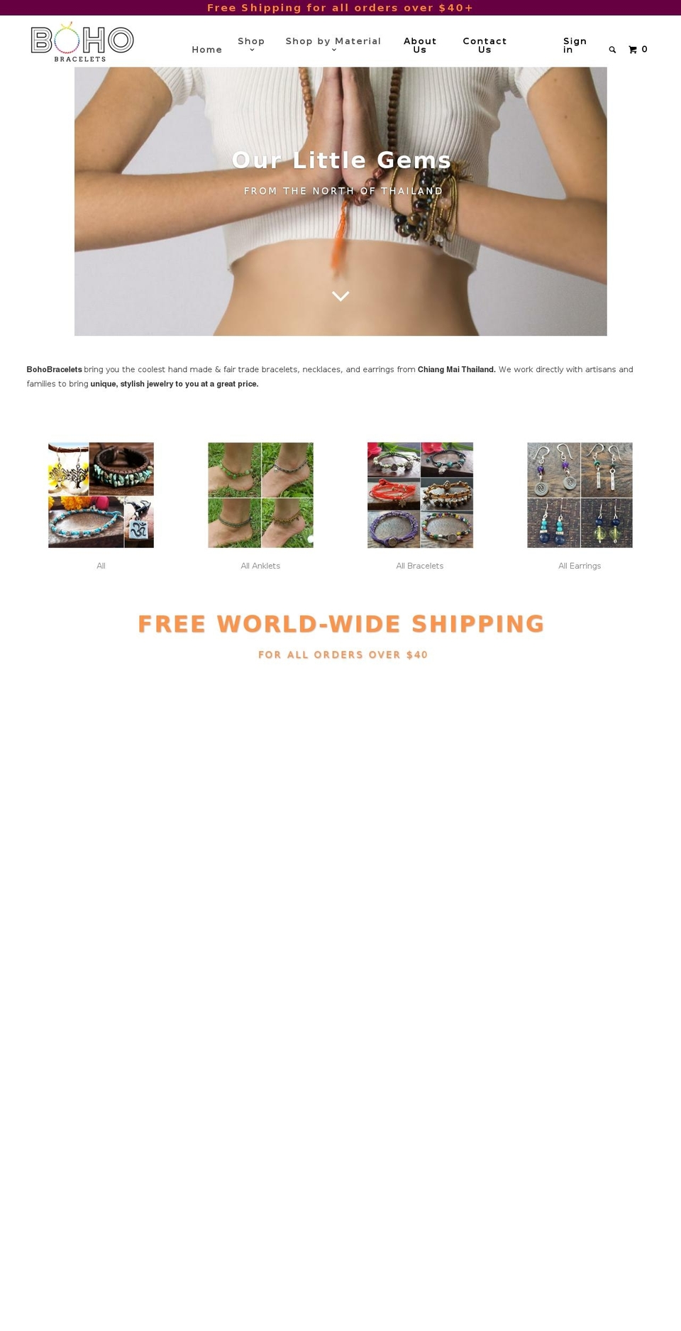 bohobracelets.com shopify website screenshot