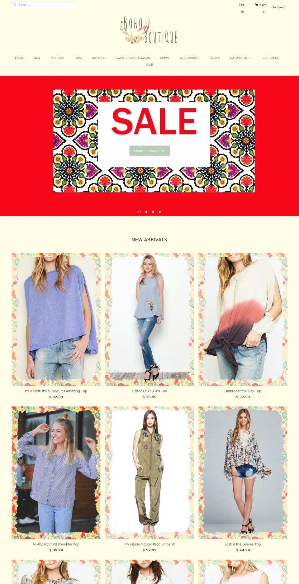 bohocloset.com shopify website screenshot