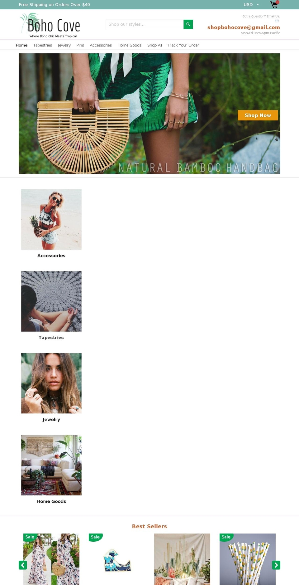 bohocove.com shopify website screenshot