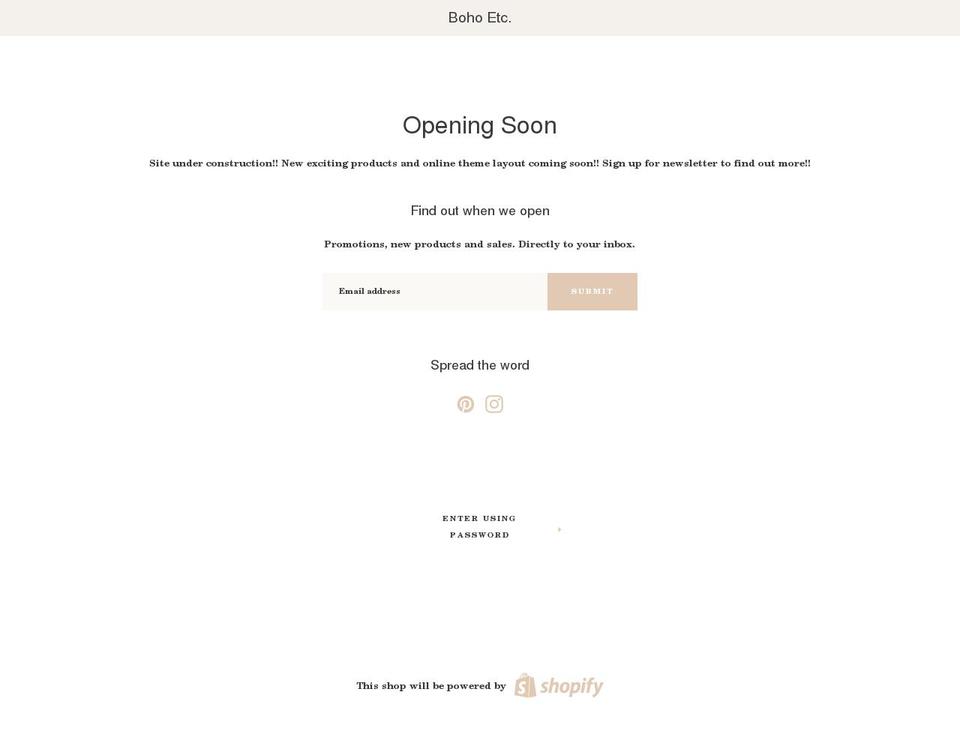 bohoetc.shop shopify website screenshot