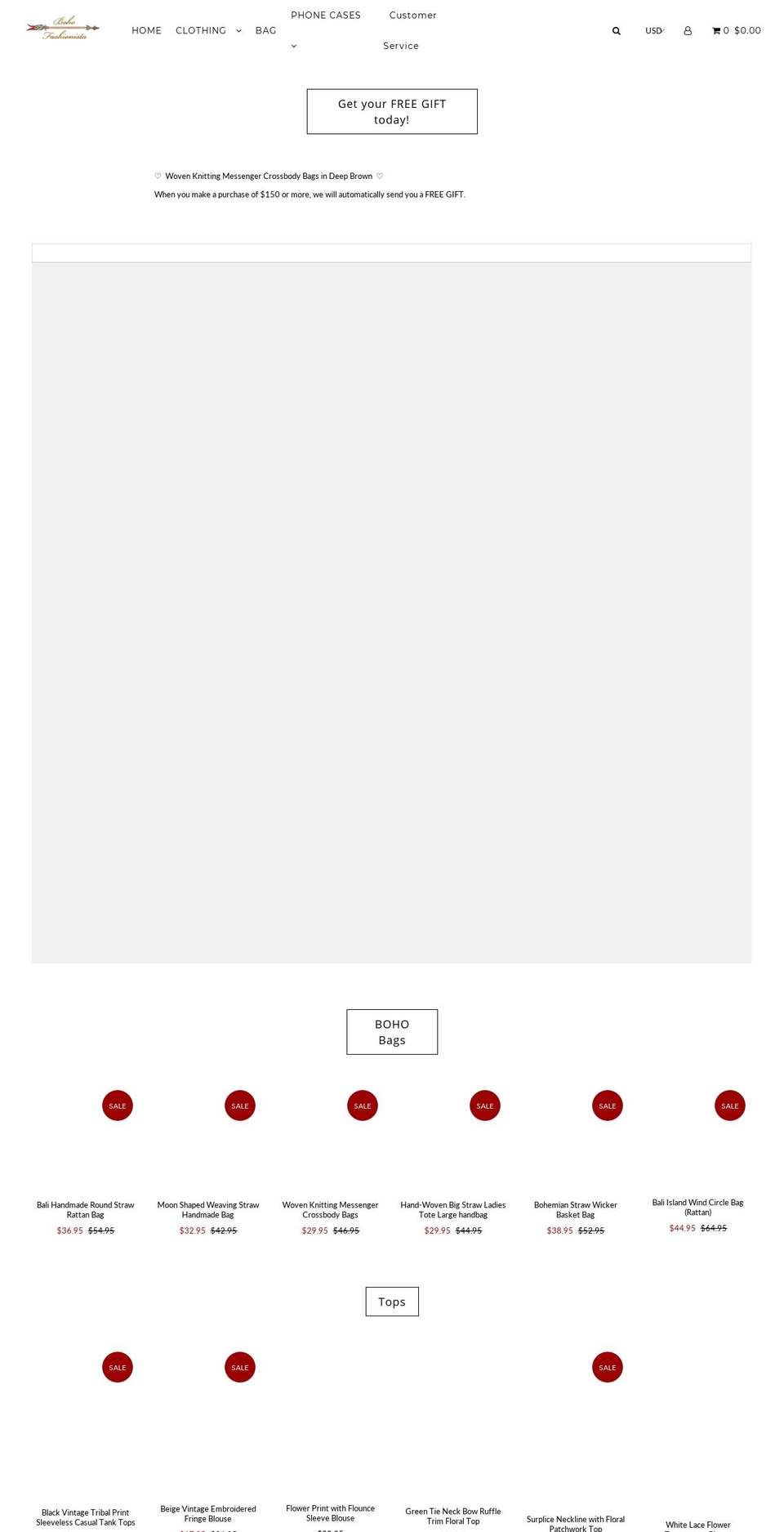 bohofashionista.com shopify website screenshot