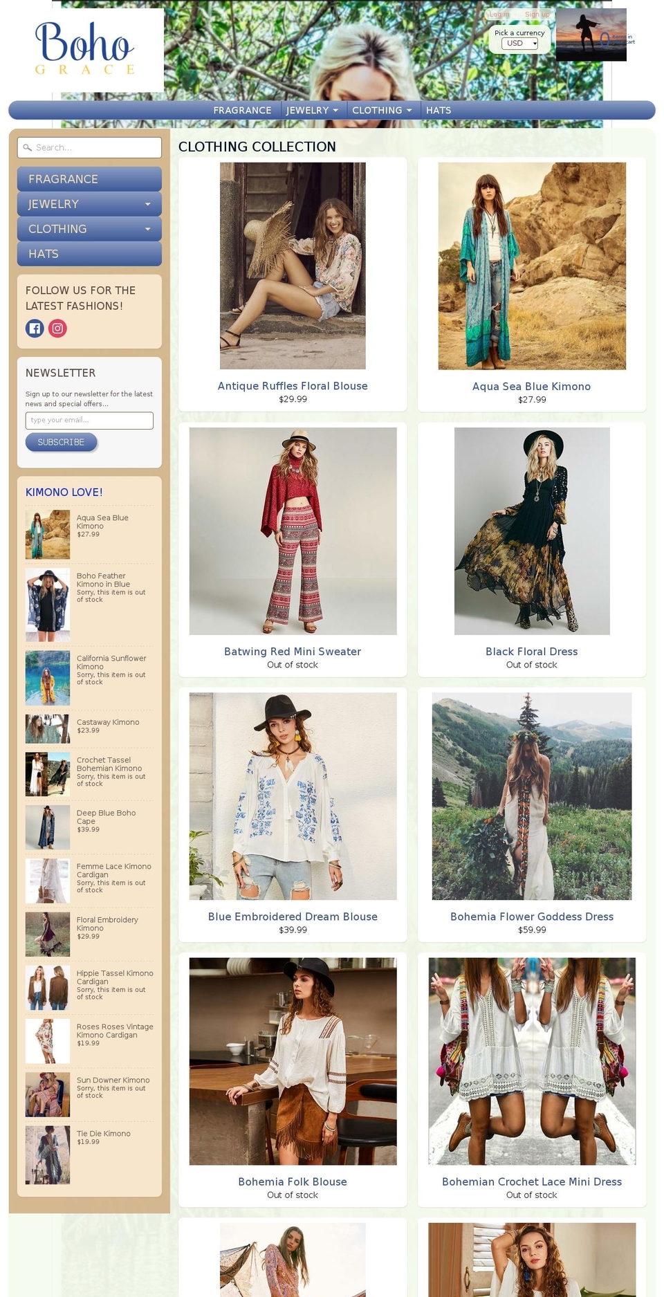 bohograce.com — Shopify storefront screenshot