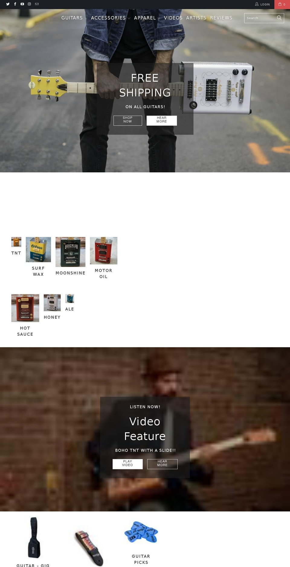 bohoguitars.com — Shopify storefront screenshot