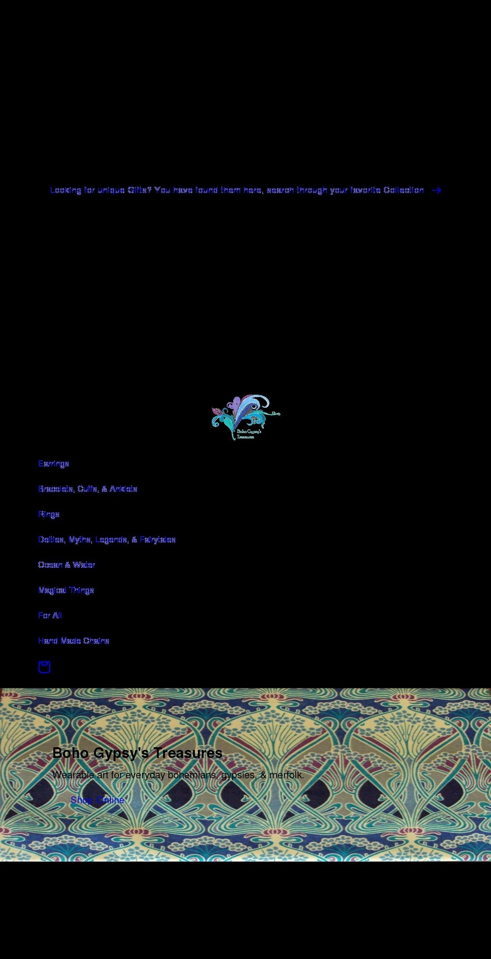bohogypsystreasures.com shopify website screenshot