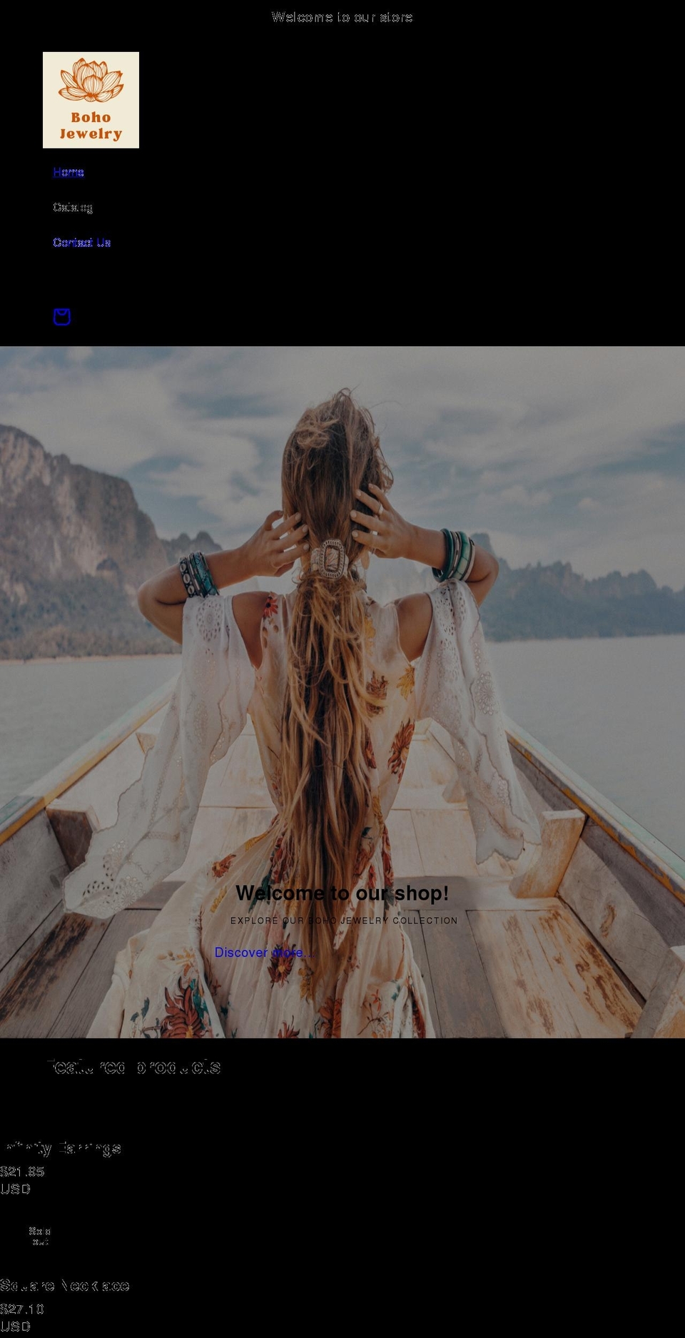 bohojewelry.net shopify website screenshot