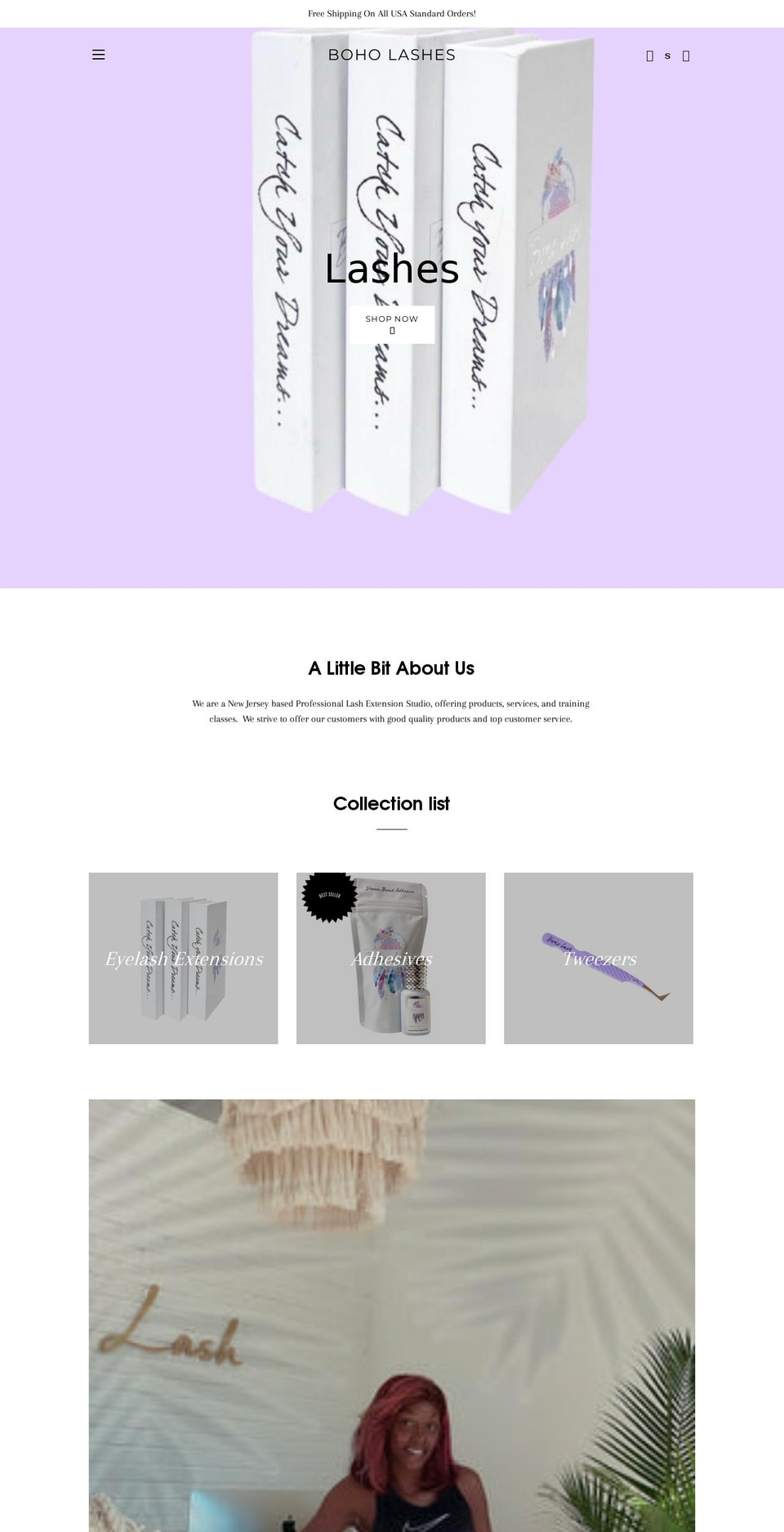 boholashes.com shopify website screenshot