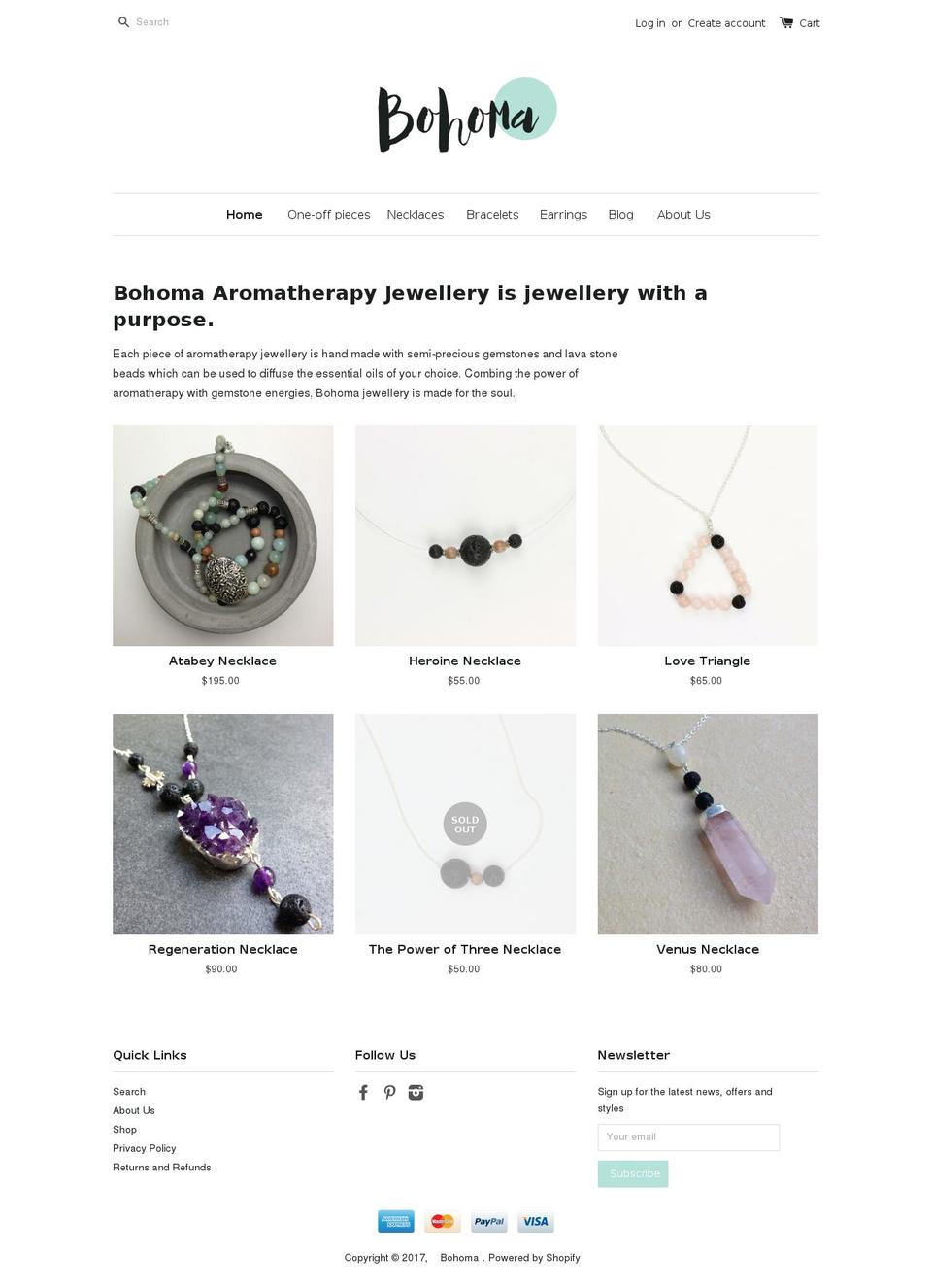 bohomadesigns.com shopify website screenshot